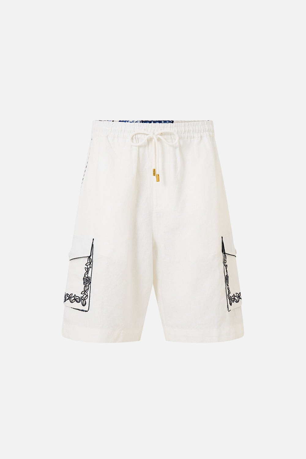 LONG CARGO SHORT WITH ELASTIC WAIST A TILED WONDERLAND