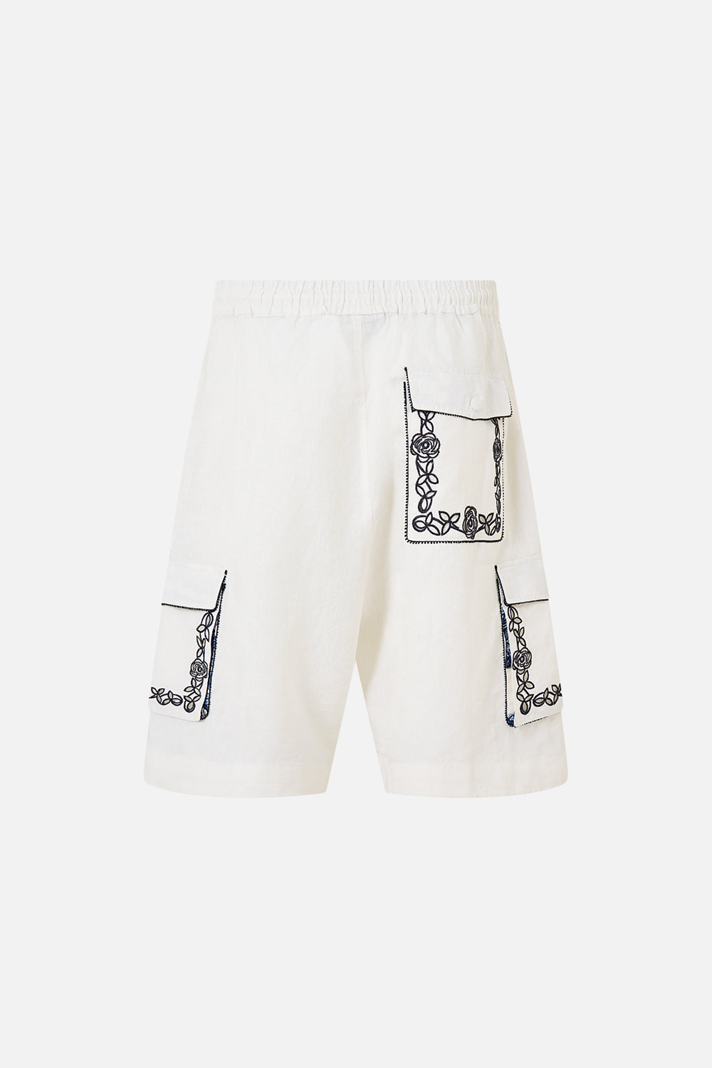LONG CARGO SHORT WITH ELASTIC WAIST A TILED WONDERLAND