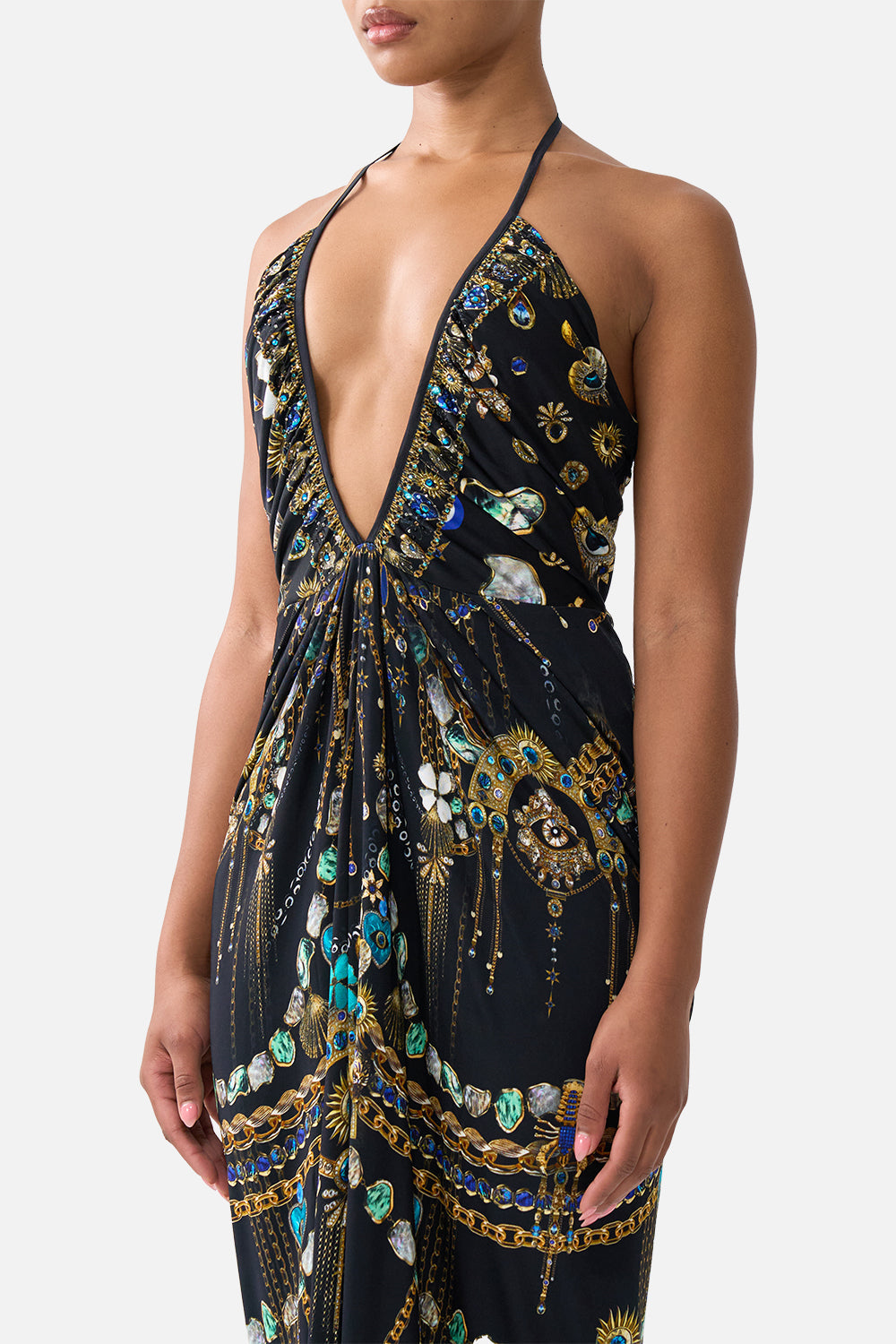 V NECK GATHERED JERSEY DRESS AMULETS AND ALCHEMY