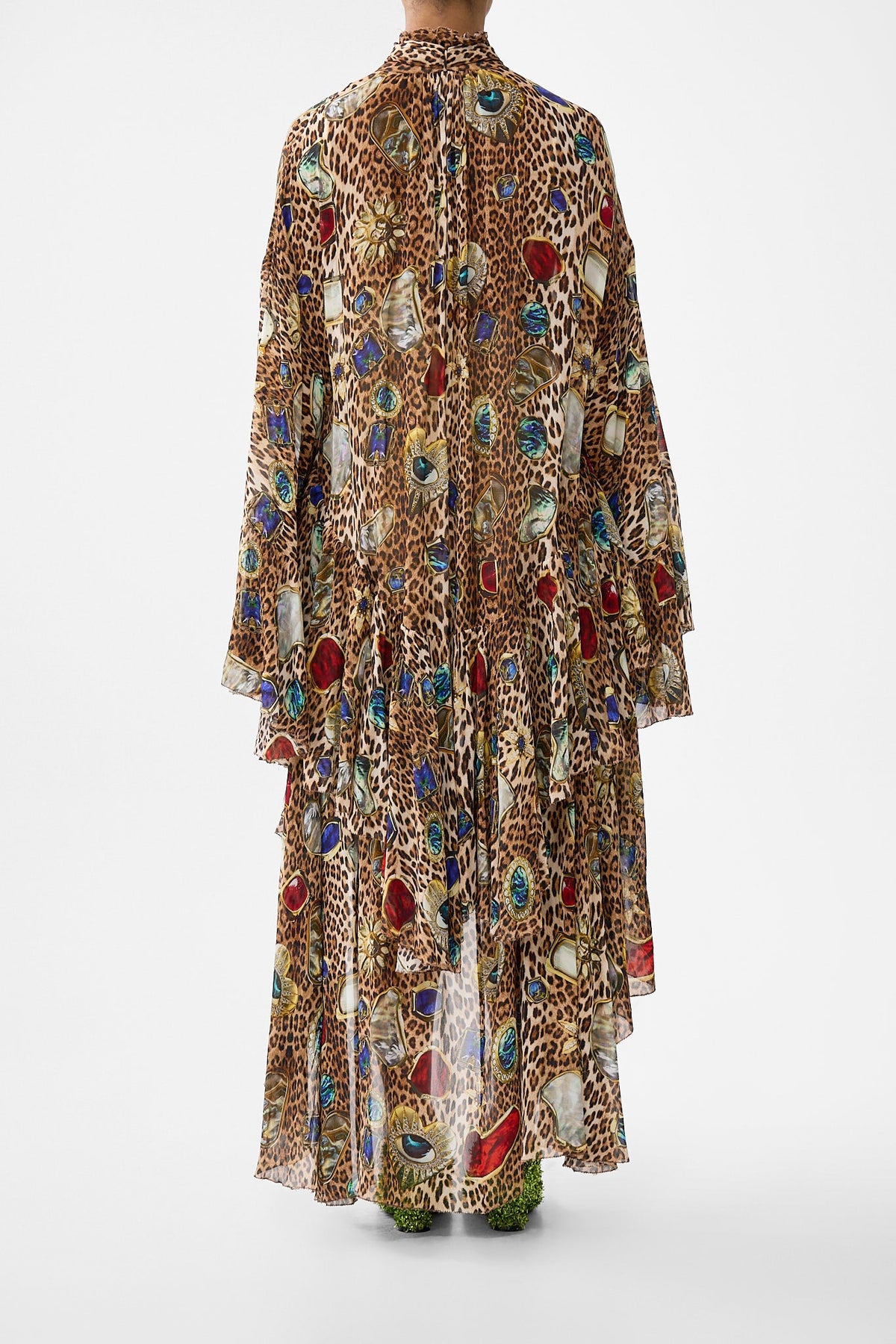 RUFFLE HIGH LOW DRESS WITH LONG SLEEVE NAZAR NIRVANA