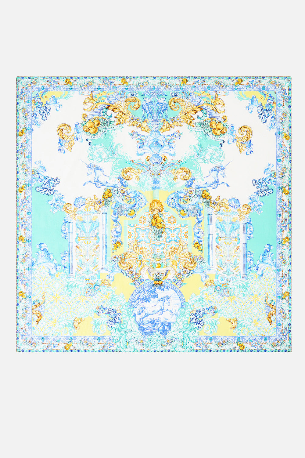 LARGE CRYSTALLED SILK SQUARE SCARF DIAL UP THE TILES