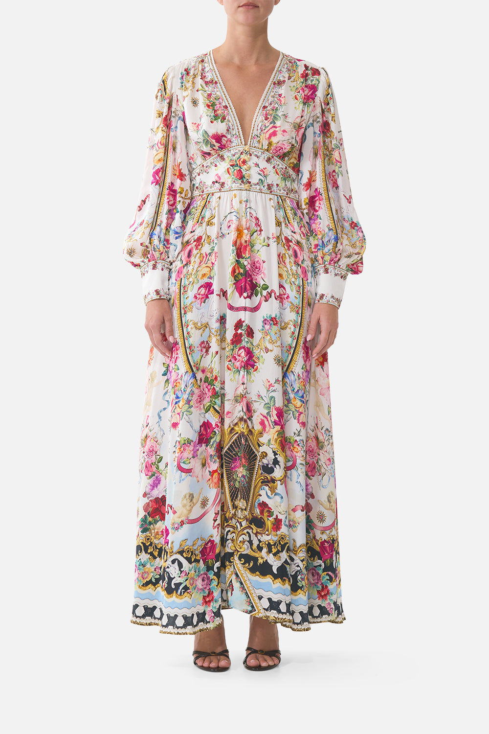SHAPED WAISTBAND DRESS WITH GATHERED SLEEVES TORERO LIBERTINE