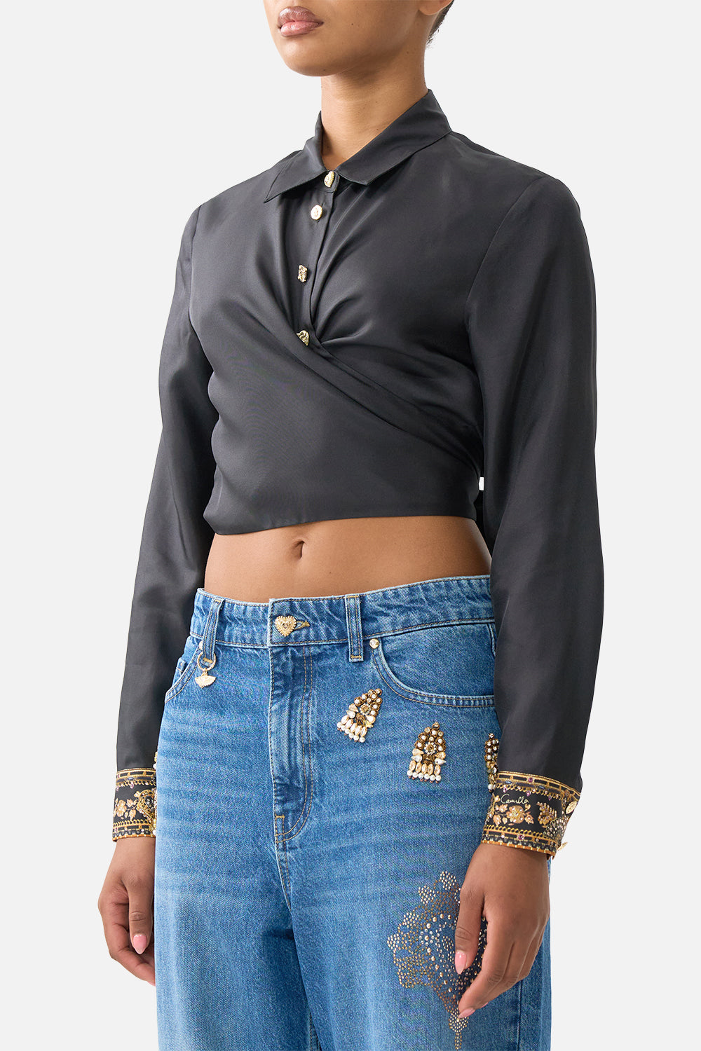 CROPPED WRAP SHIRT WITH TIE TAURUS RISING