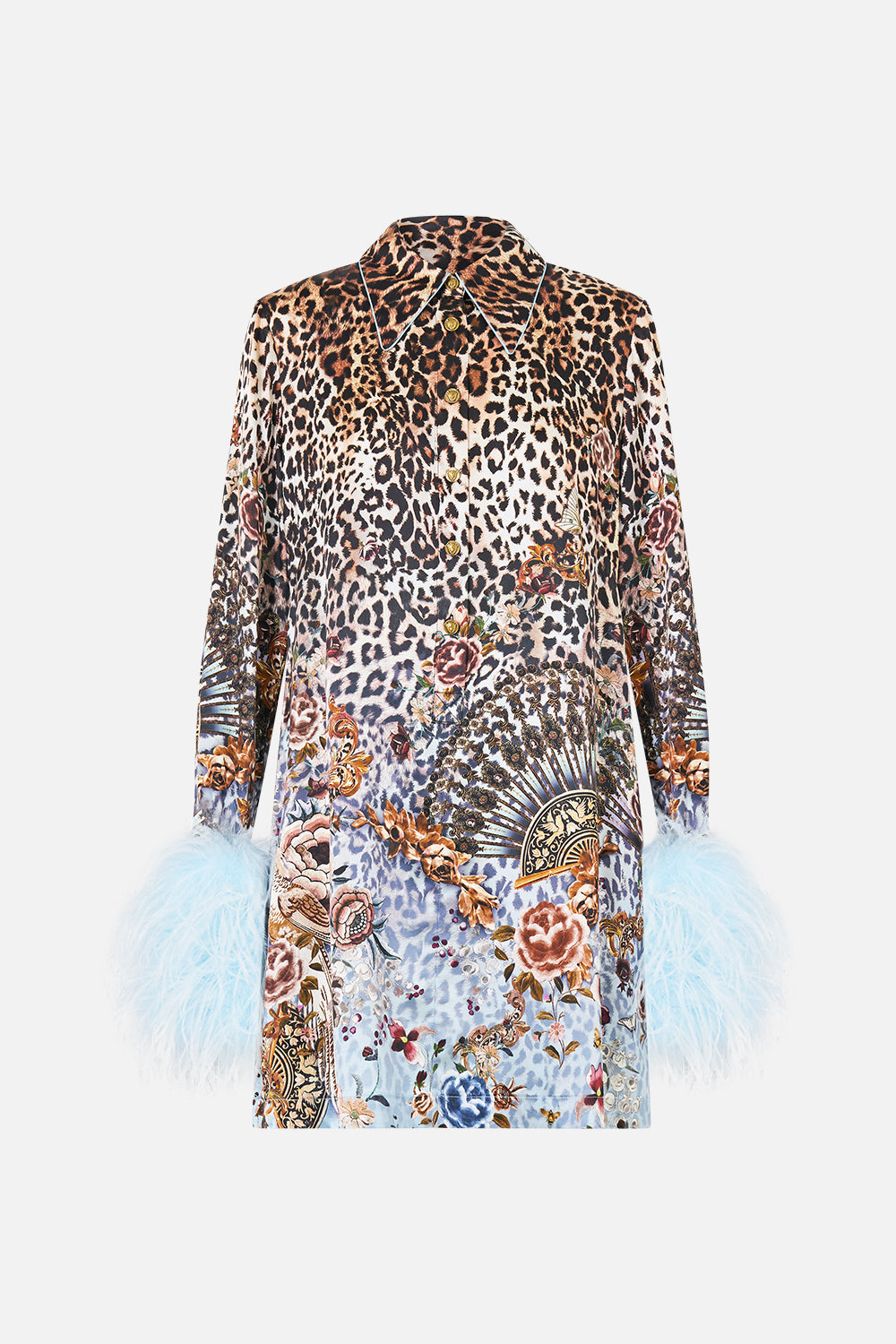 MINI SHIRT DRESS WITH FEATHERS FIESTA, SIESTA, REPEAT