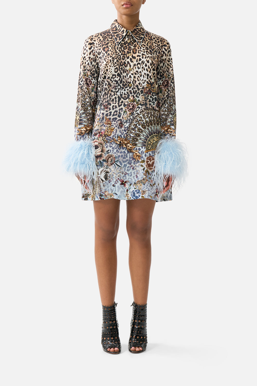 MINI SHIRT DRESS WITH FEATHERS FIESTA, SIESTA, REPEAT