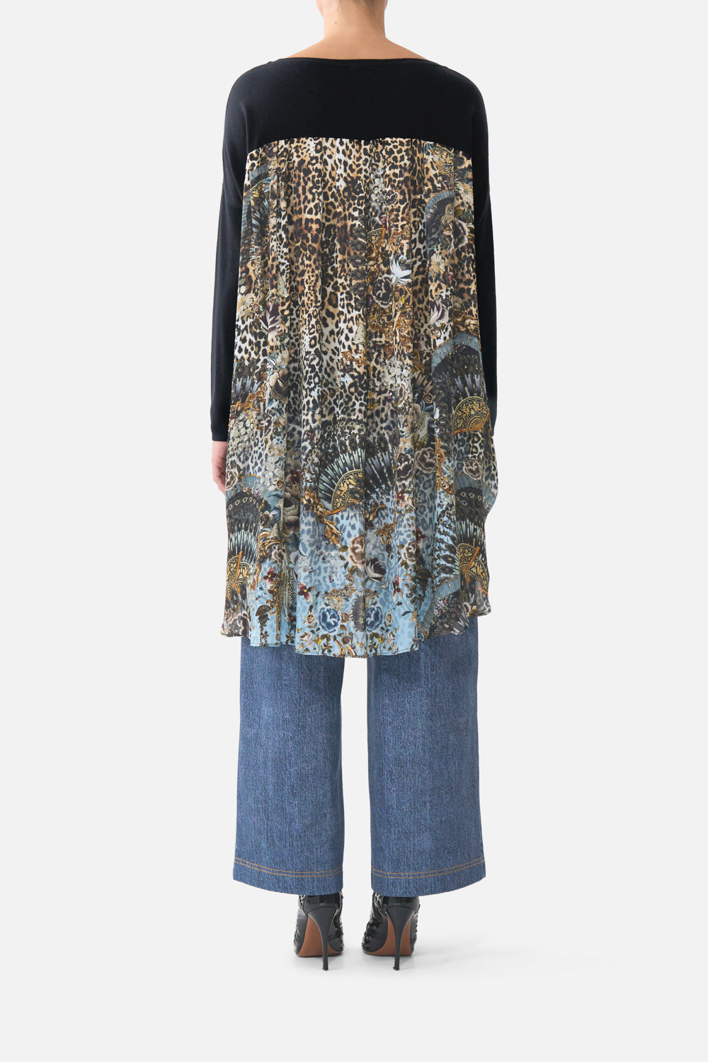 KNIT JUMPER WITH PLEATED SILK BACK FIESTA, SIESTA, REPEAT