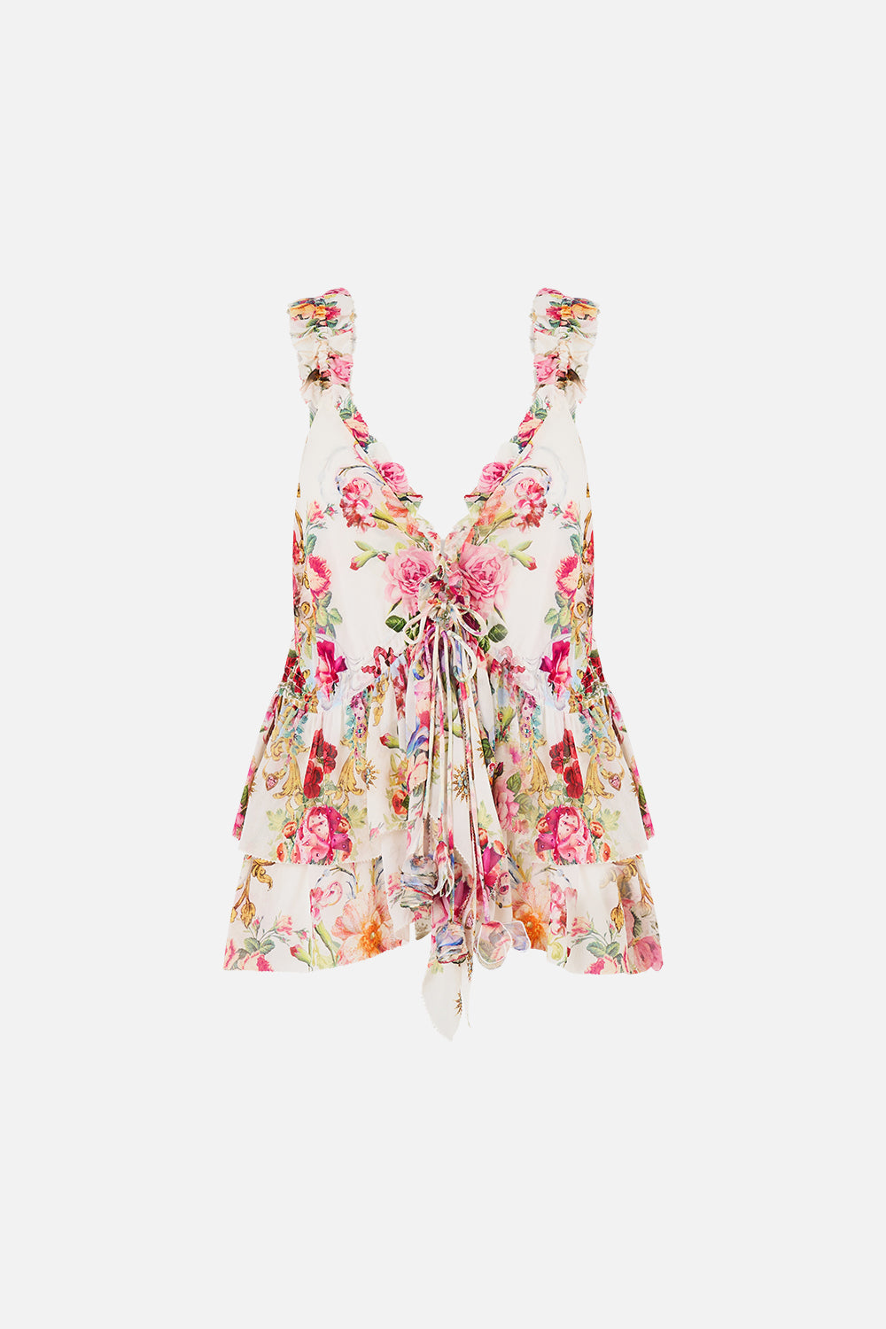 RUFFLE TOP WITH TIE FRONT DETAIL TORERO LIBERTINE