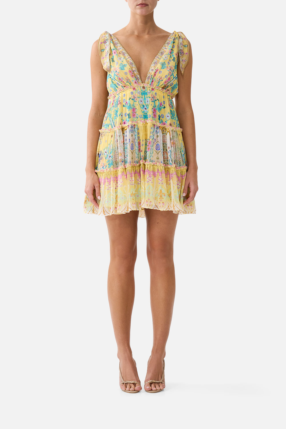 TIERED SHORT DRESS WITH SHOULDER TIES BARCELONA BEBÉ