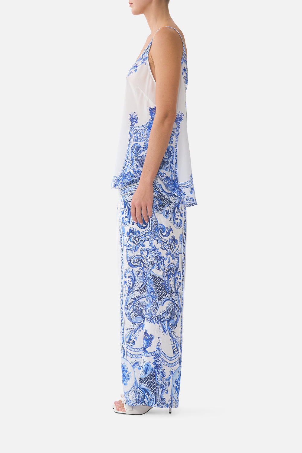 WIDE LEG TROUSER WITH FRONT POCKETS CERAMIC PANORAMIC