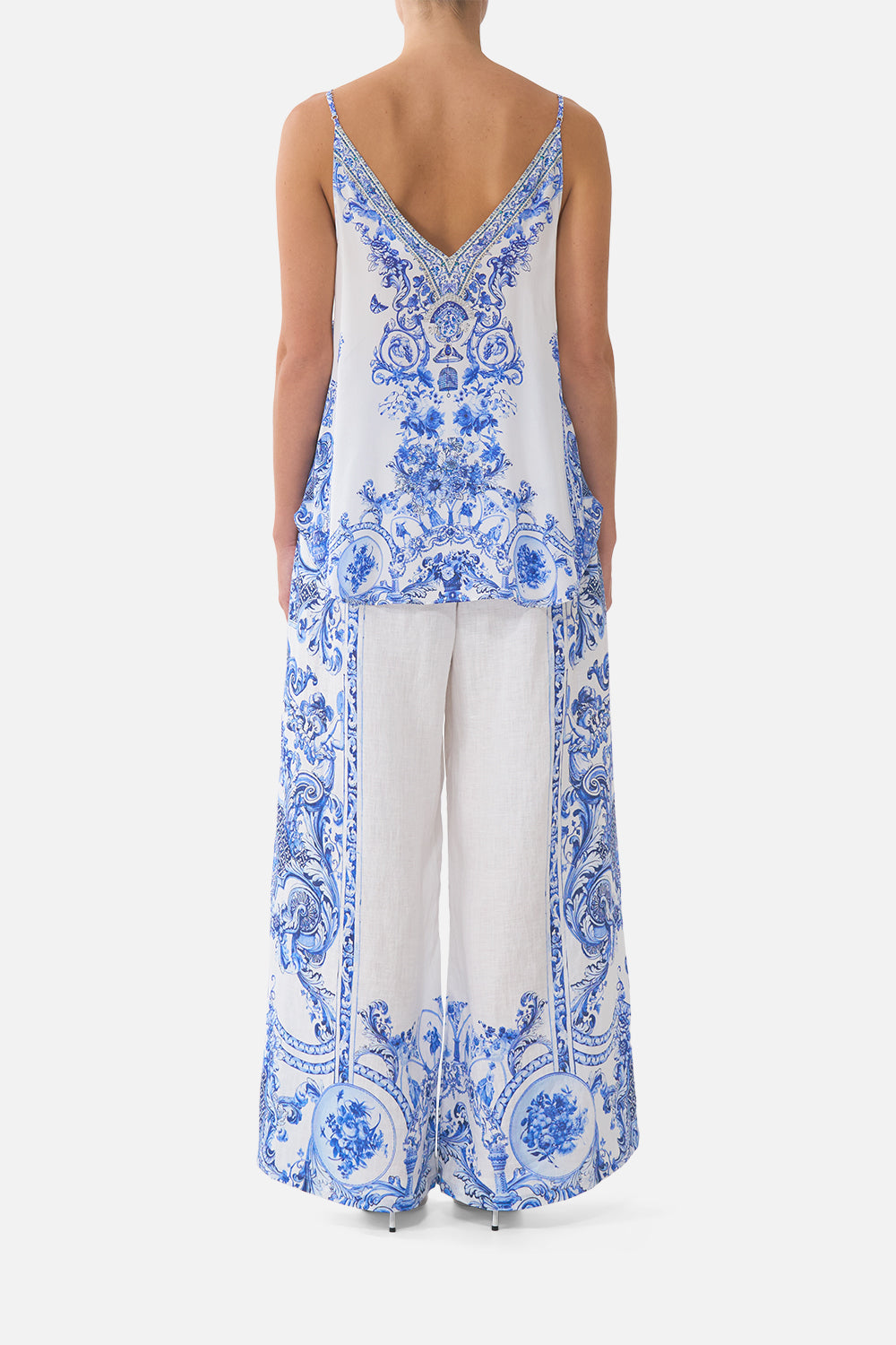 WIDE LEG TROUSER WITH FRONT POCKETS CERAMIC PANORAMIC