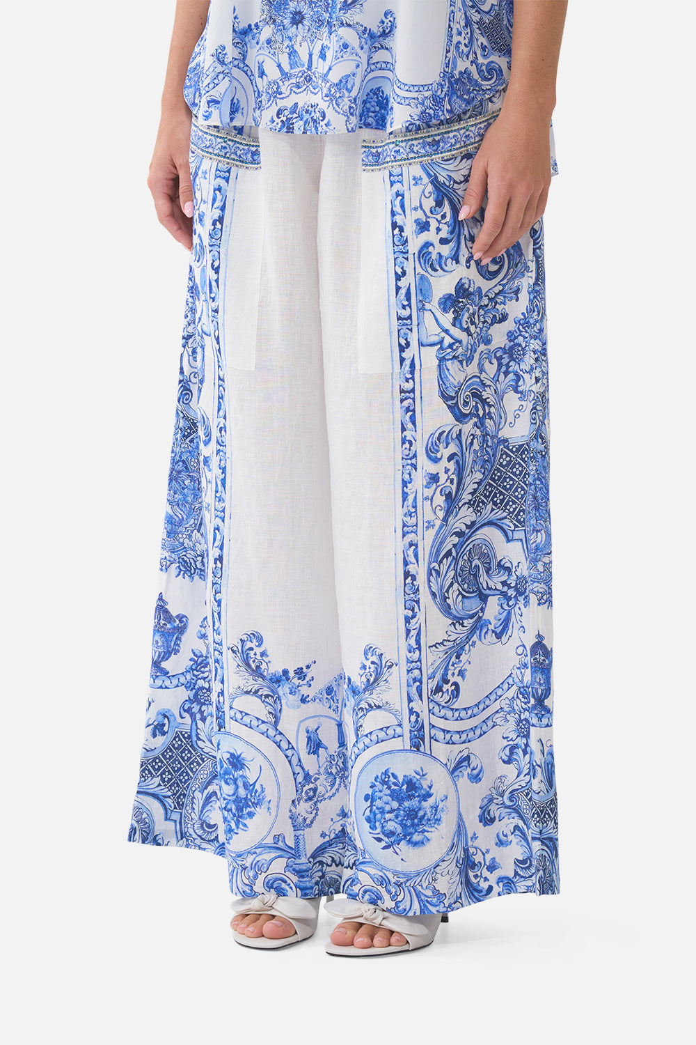 WIDE LEG TROUSER WITH FRONT POCKETS CERAMIC PANORAMIC