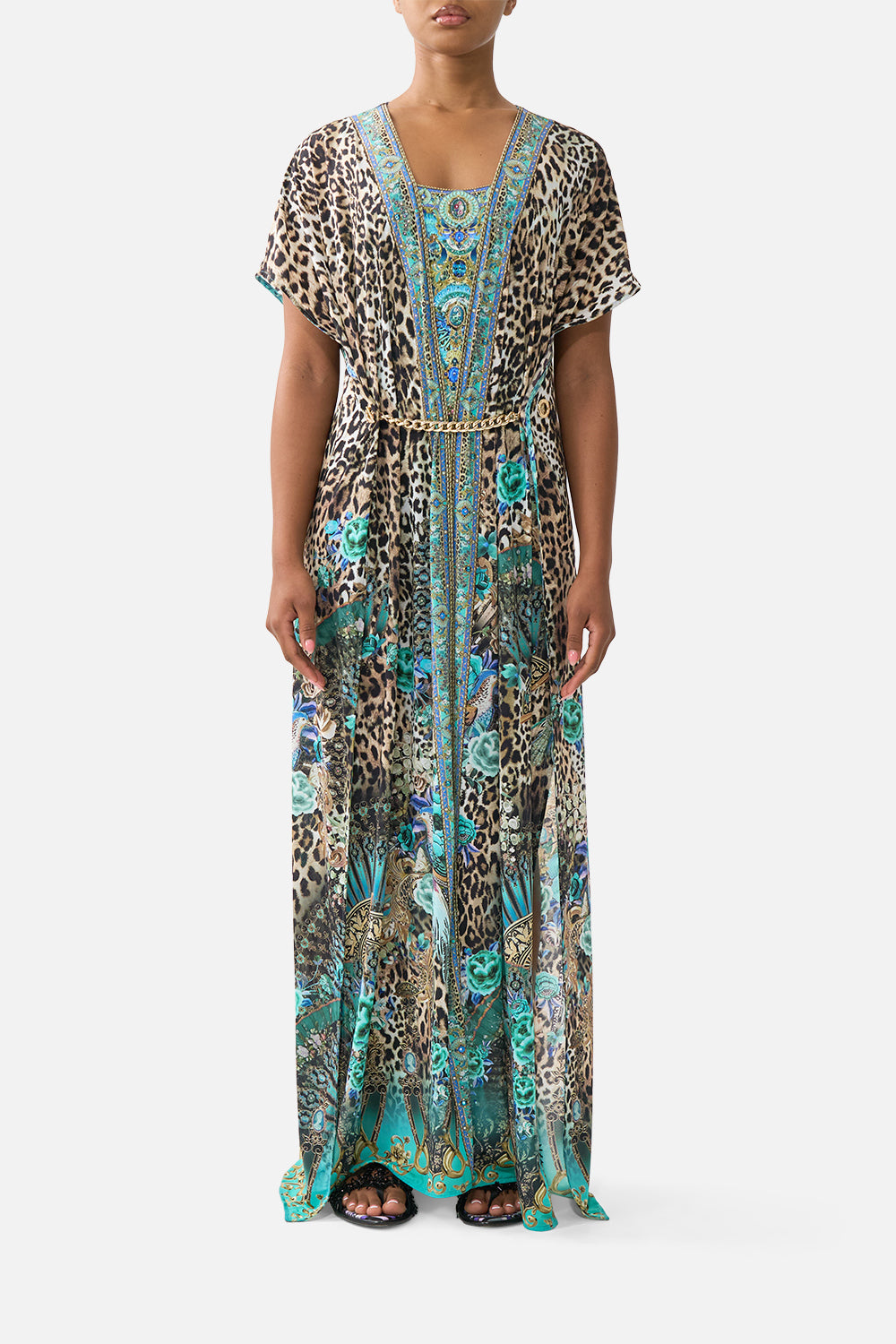 FRONT SPLIT BEACH MAXI DRESS W CHAIN FLAMENCO EUPHORIA