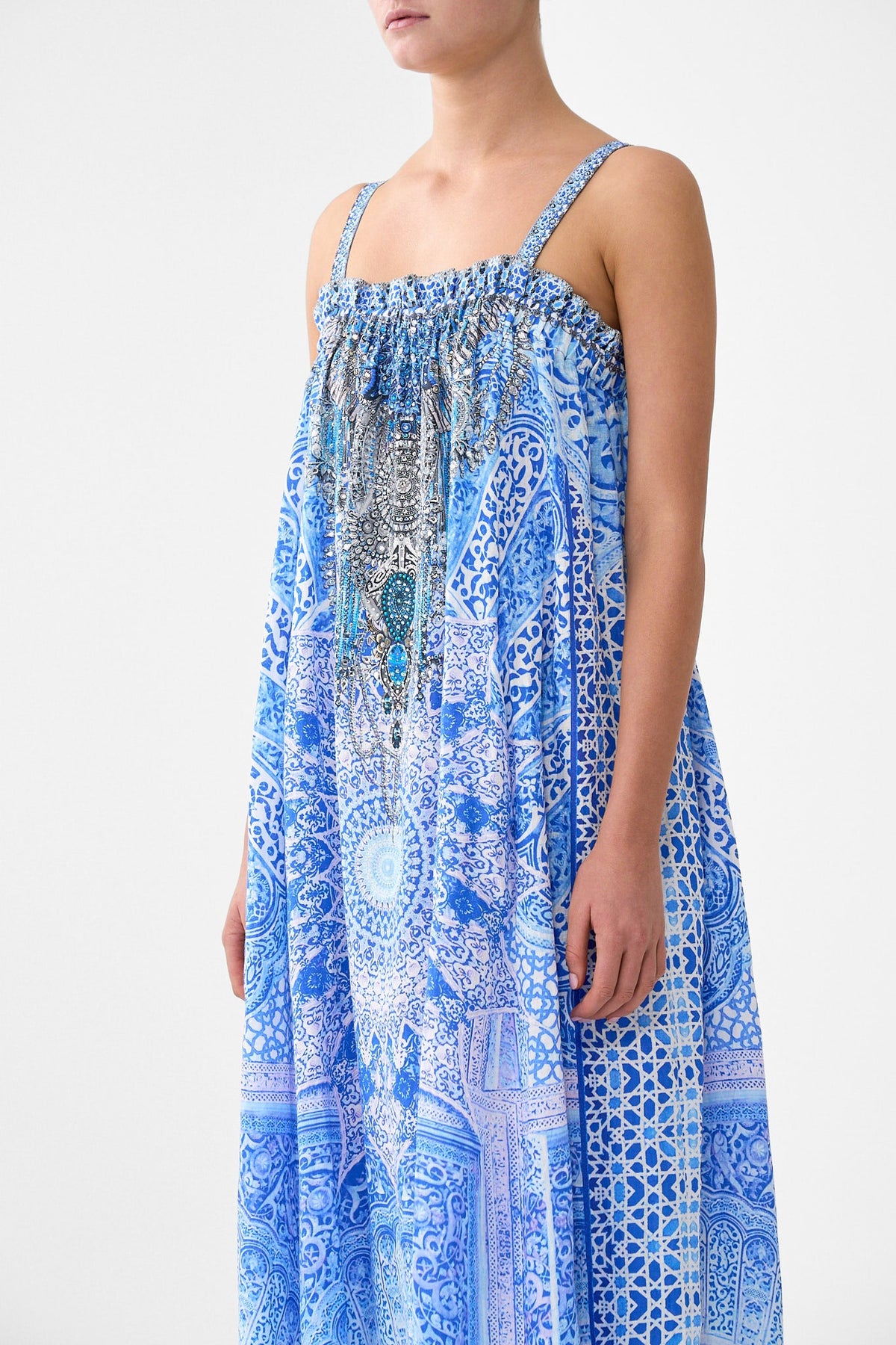 ELASTIC BODICE MIDI DRESS THE BOSPHOROUS