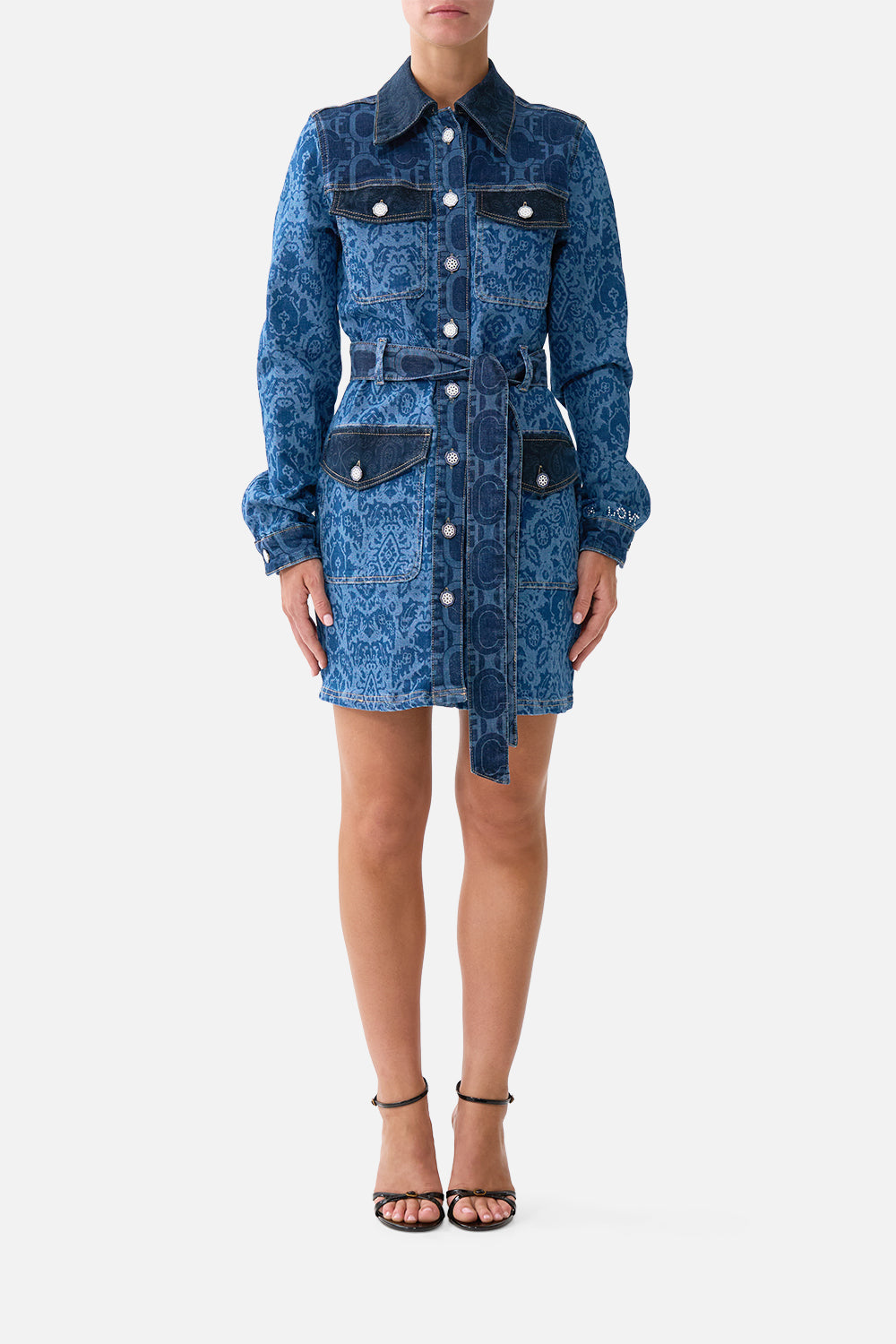 JENNA BELTED MINI DRESS DENIM