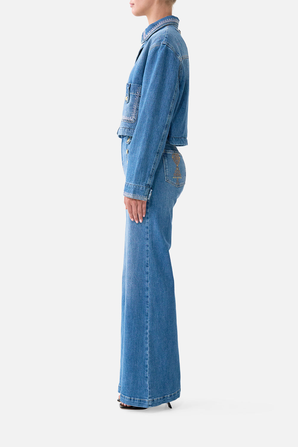 AMANDA TAURUS RISING HARDWARE FLARE JEAN DENIM
