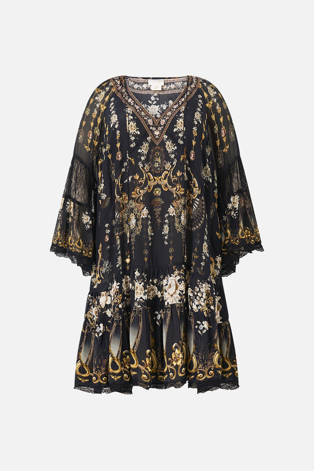 A-LINE GATHERED PANEL DRESS FLAMENCO FOLKLORE