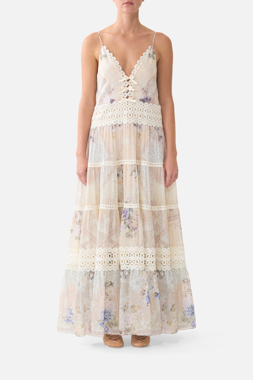 TRAPEZE TIERED DRESS LACED WITH LOVE