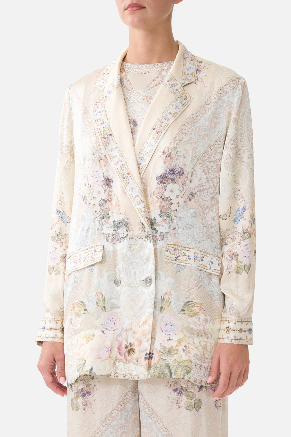 DOUBLE BREASTED SOFT JACKET LACED WITH LOVE