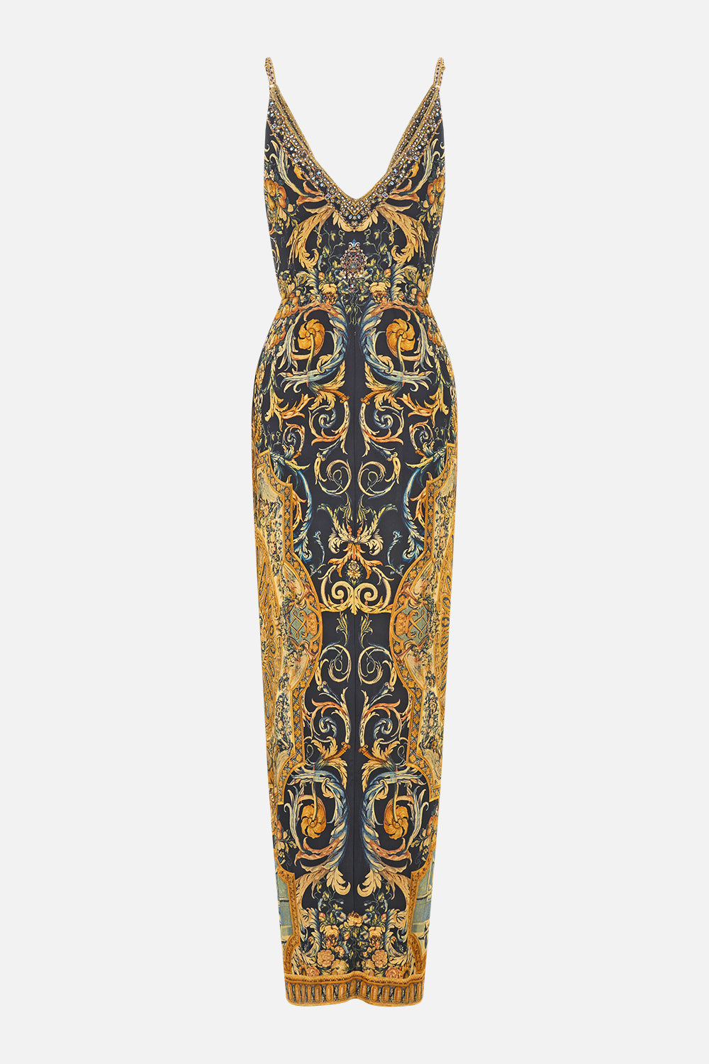 The CAMILLA Strappy Dress With Twist Front in our Museum Memoirs print.