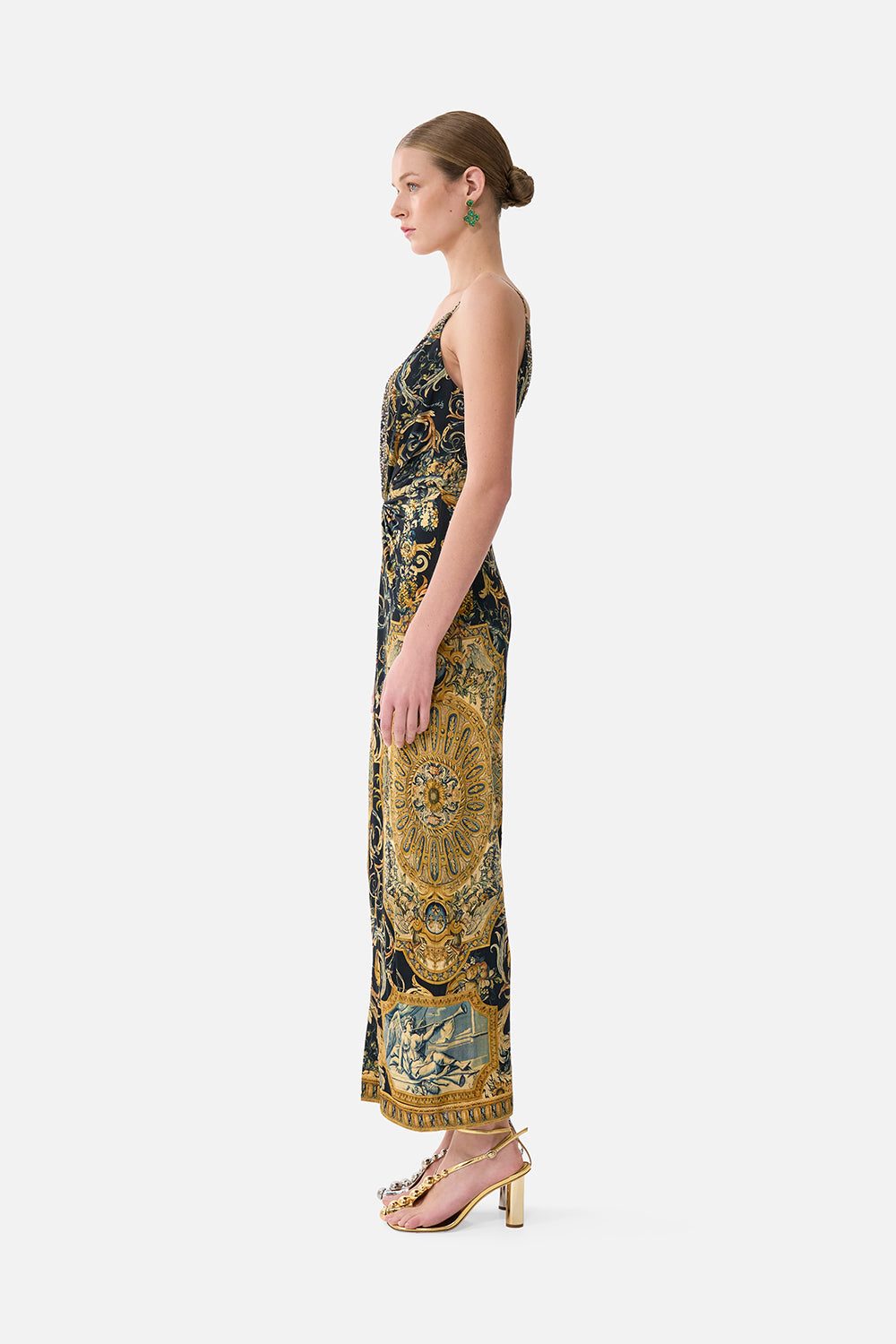 The CAMILLA Strappy Dress With Twist Front in our Museum Memoirs print.