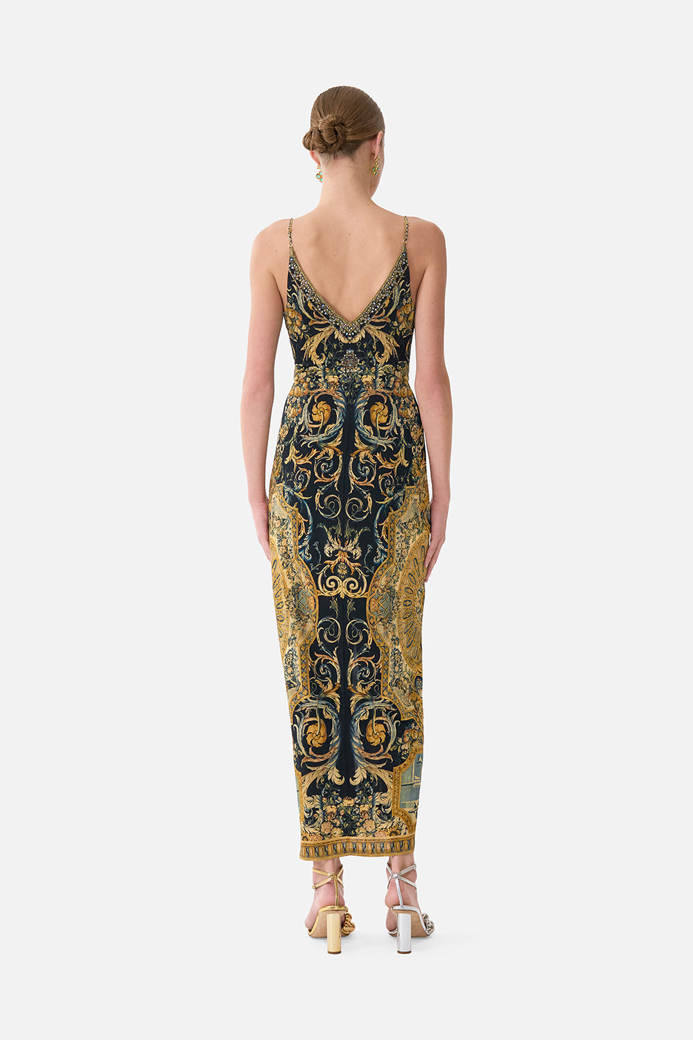 The CAMILLA Strappy Dress With Twist Front in our Museum Memoirs print.