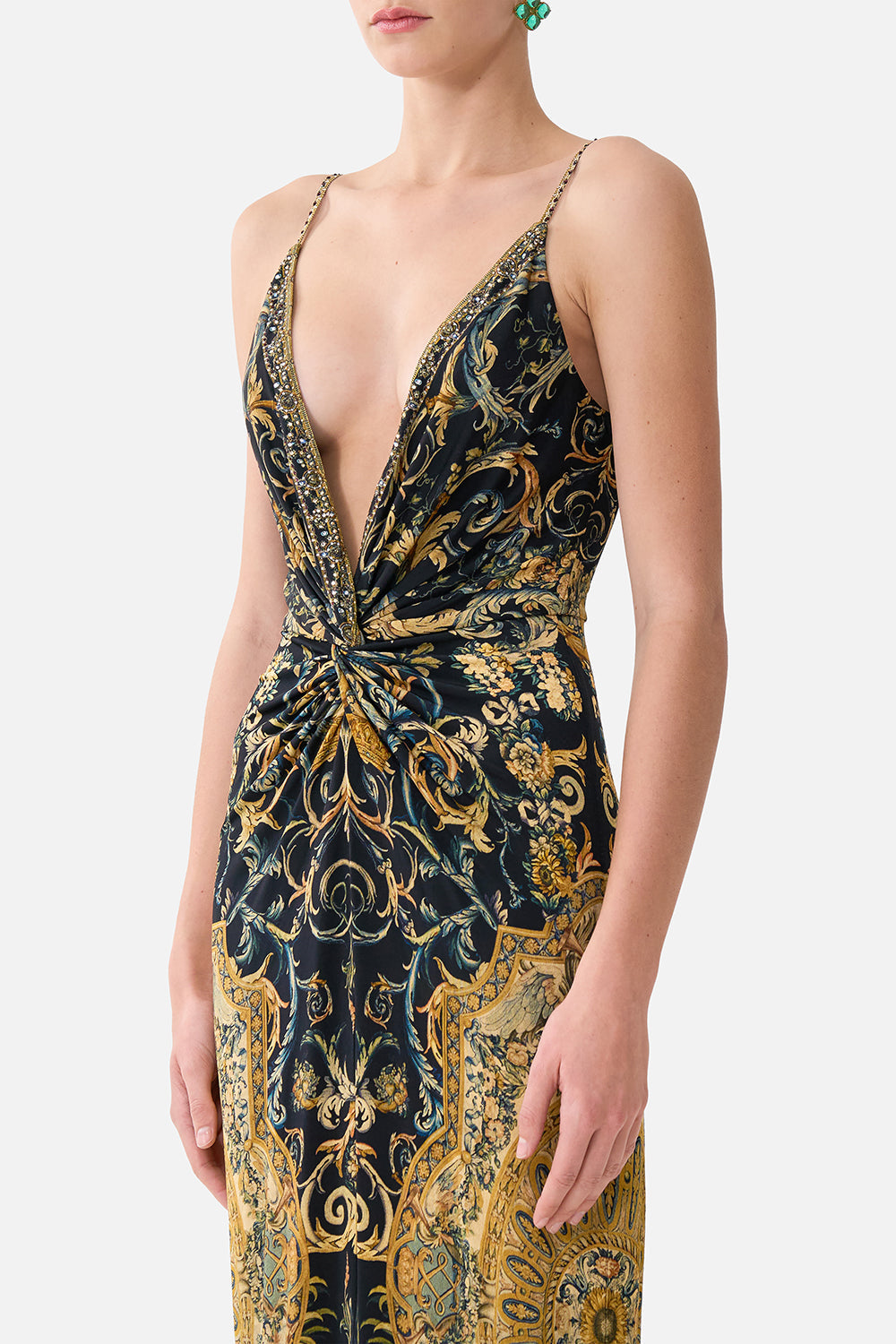 The CAMILLA Strappy Dress With Twist Front in our Museum Memoirs print.