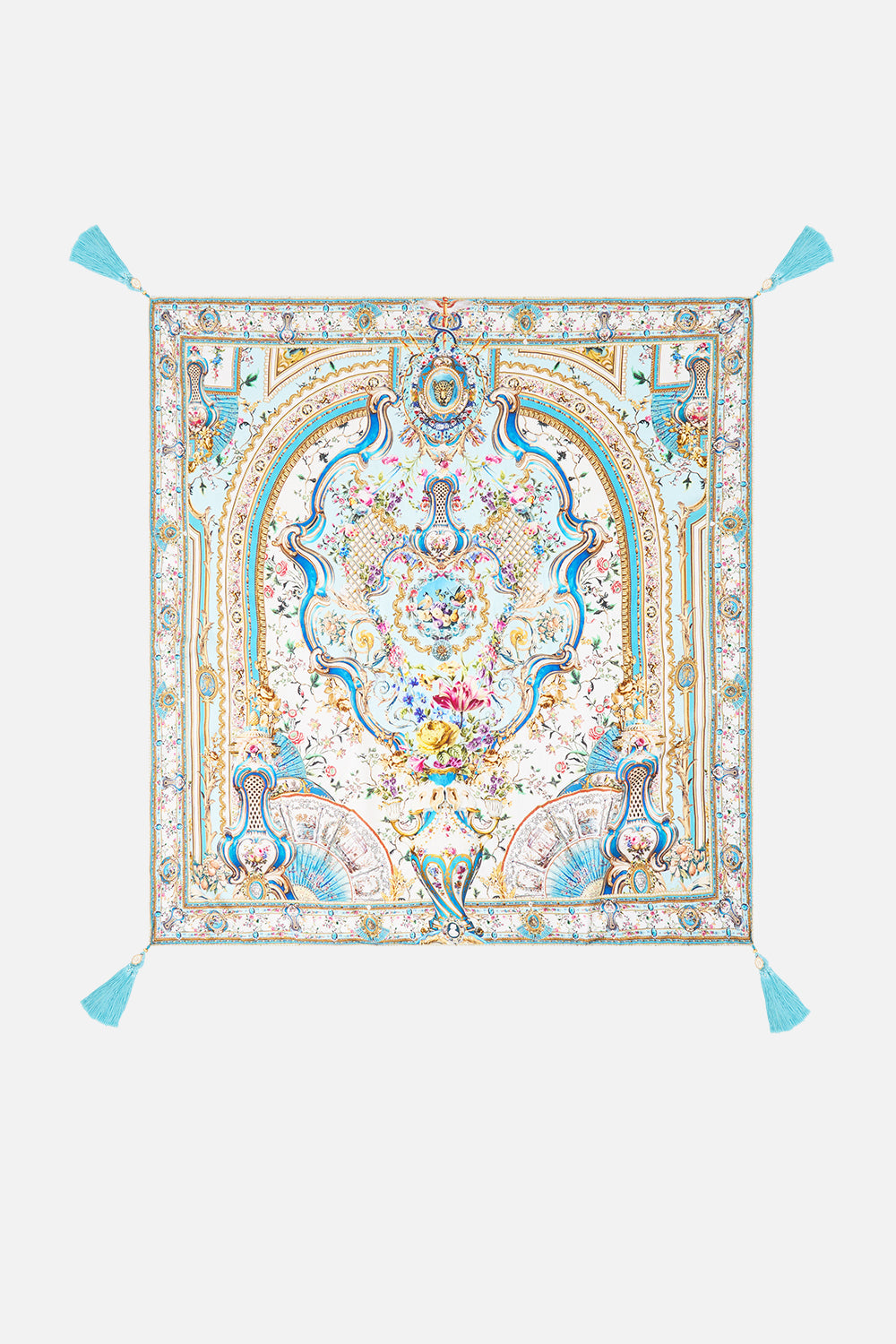 LARGE CRYSTALLED SILK SQUARE SCARF ART FOR THE ARTISANS