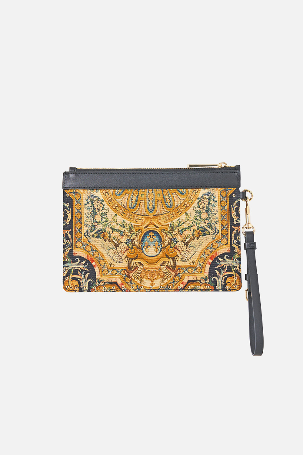 CLUTCH WITH LEATHER TRIMS MUSEUM MEMOIRS