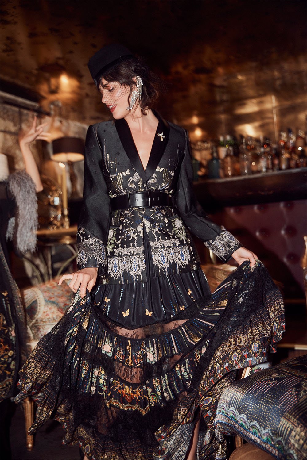 MAXI SKIRT WITH LACE INSERTS REBELLE REBELLE