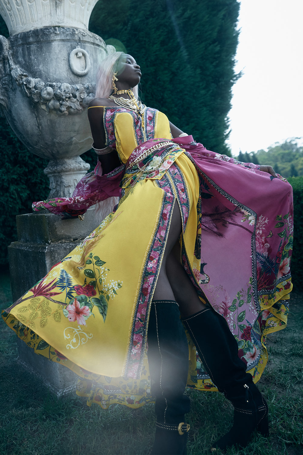 LACE UP FRONT DRESS SAFFRON MOON