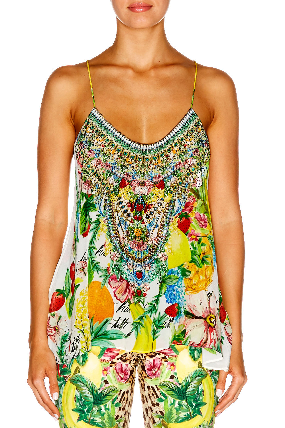 THERES NO PLACE LIKE RIO T BACK SHOESTRING STRAP TOP