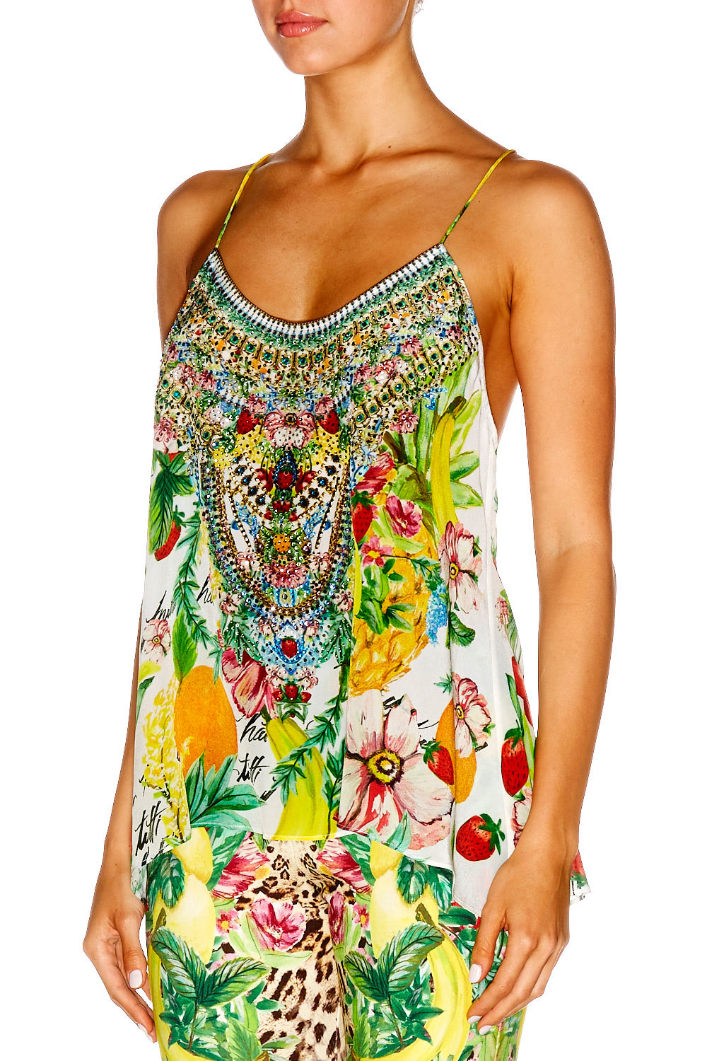 THERES NO PLACE LIKE RIO T BACK SHOESTRING STRAP TOP