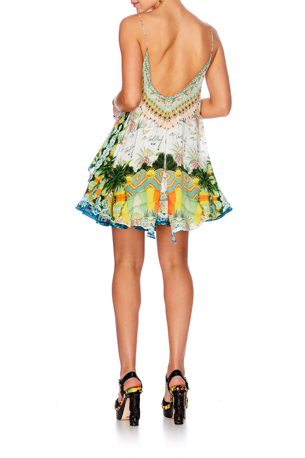 SUNDOWNERS TIERED BUTTON DOWN MINI SKIRT