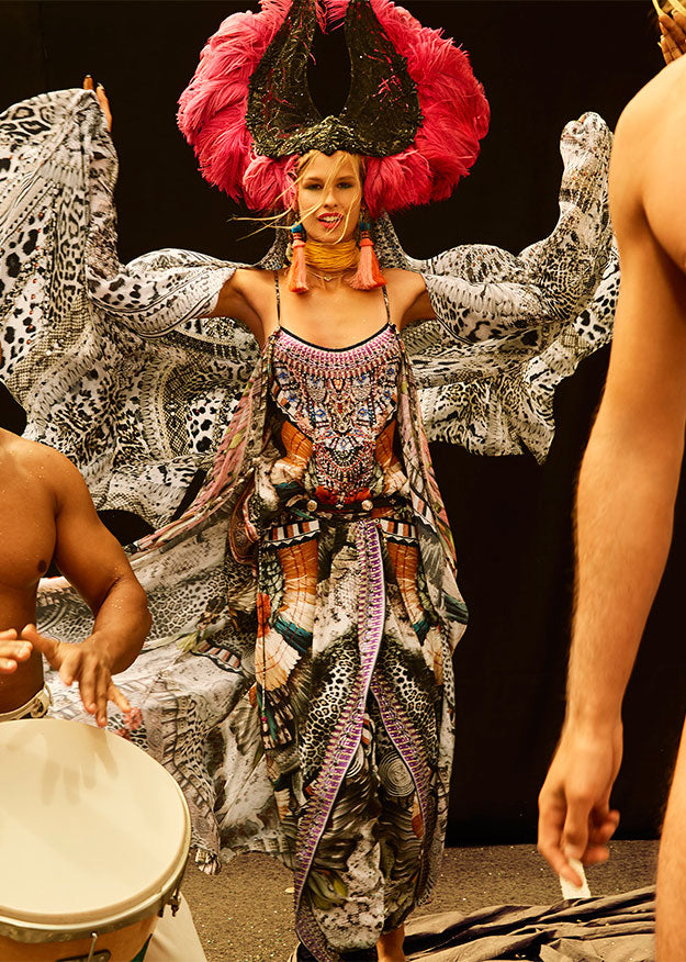 LIGHT MY FIRE MINI DRESS WITH LONG OVERLAY