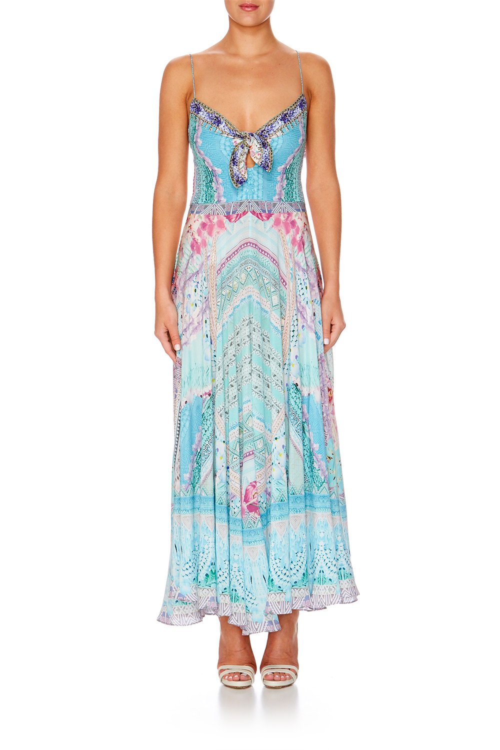 GARDEN STATE LONG DRESS WITH TIE FRONT