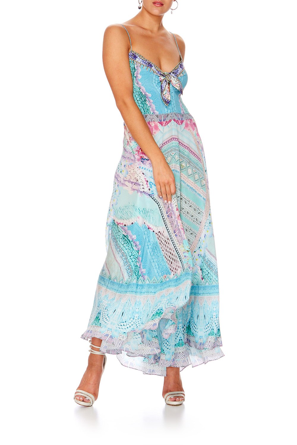 GARDEN STATE LONG DRESS WITH TIE FRONT