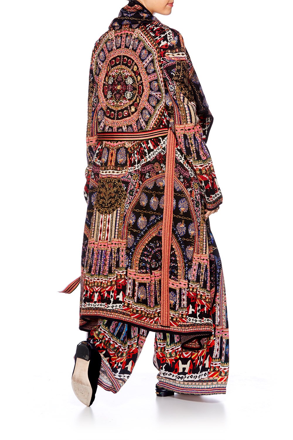 DANCING ON MY OWN LONG JAQUARD CARDIGAN W TIE