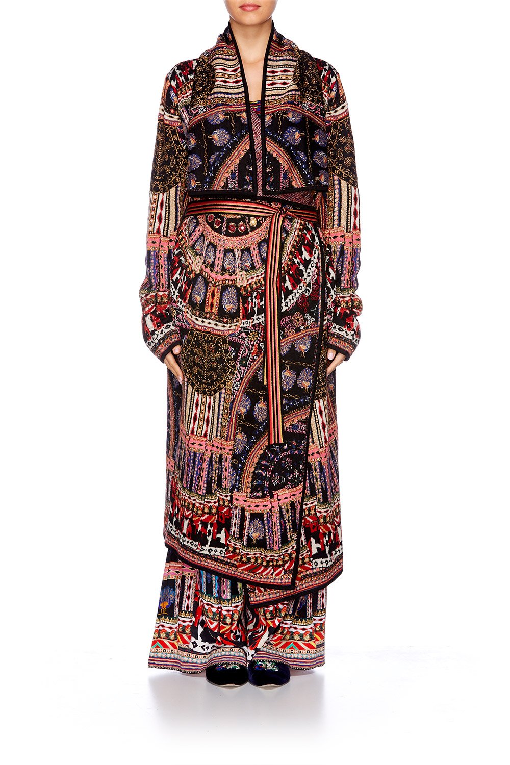 DANCING ON MY OWN LONG JAQUARD CARDIGAN W TIE