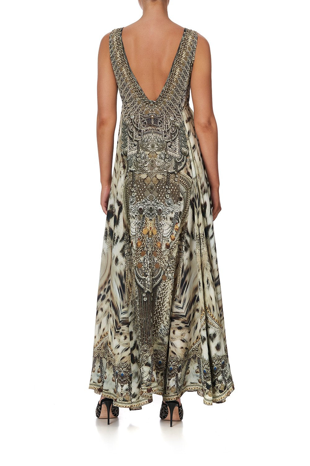 V NECK LONG DRESS WITH TIE ESPIRITU