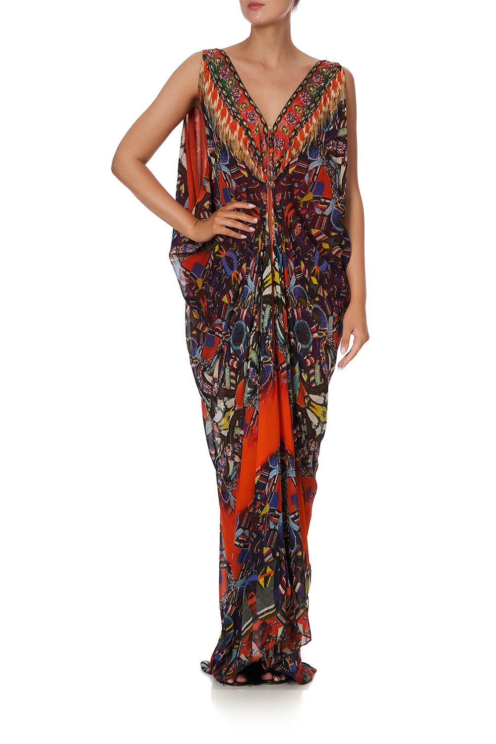 ZIP FRONT LONG DRESS ENTAKI