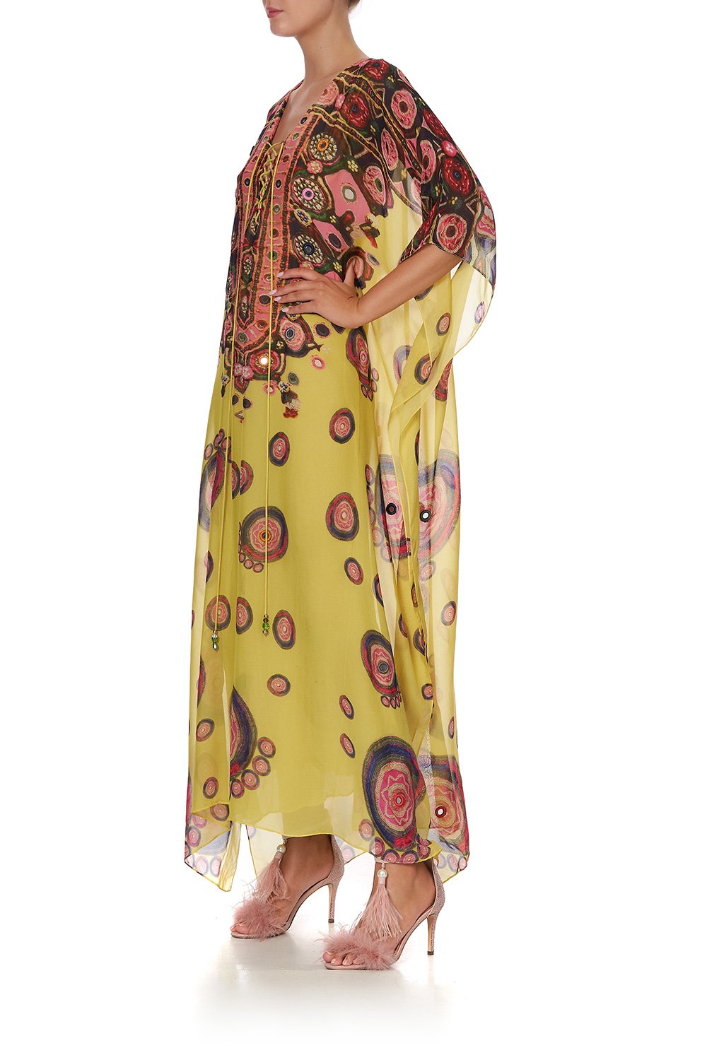 V NECK SPLIT KAFTAN MULTI