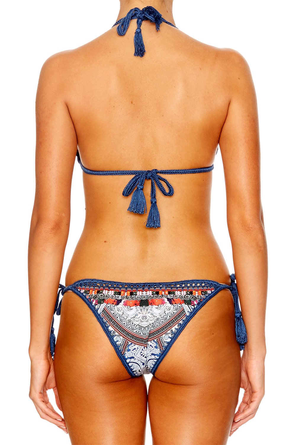 ANTIQUE BATIK TIE PANT W CROCHET EDGE