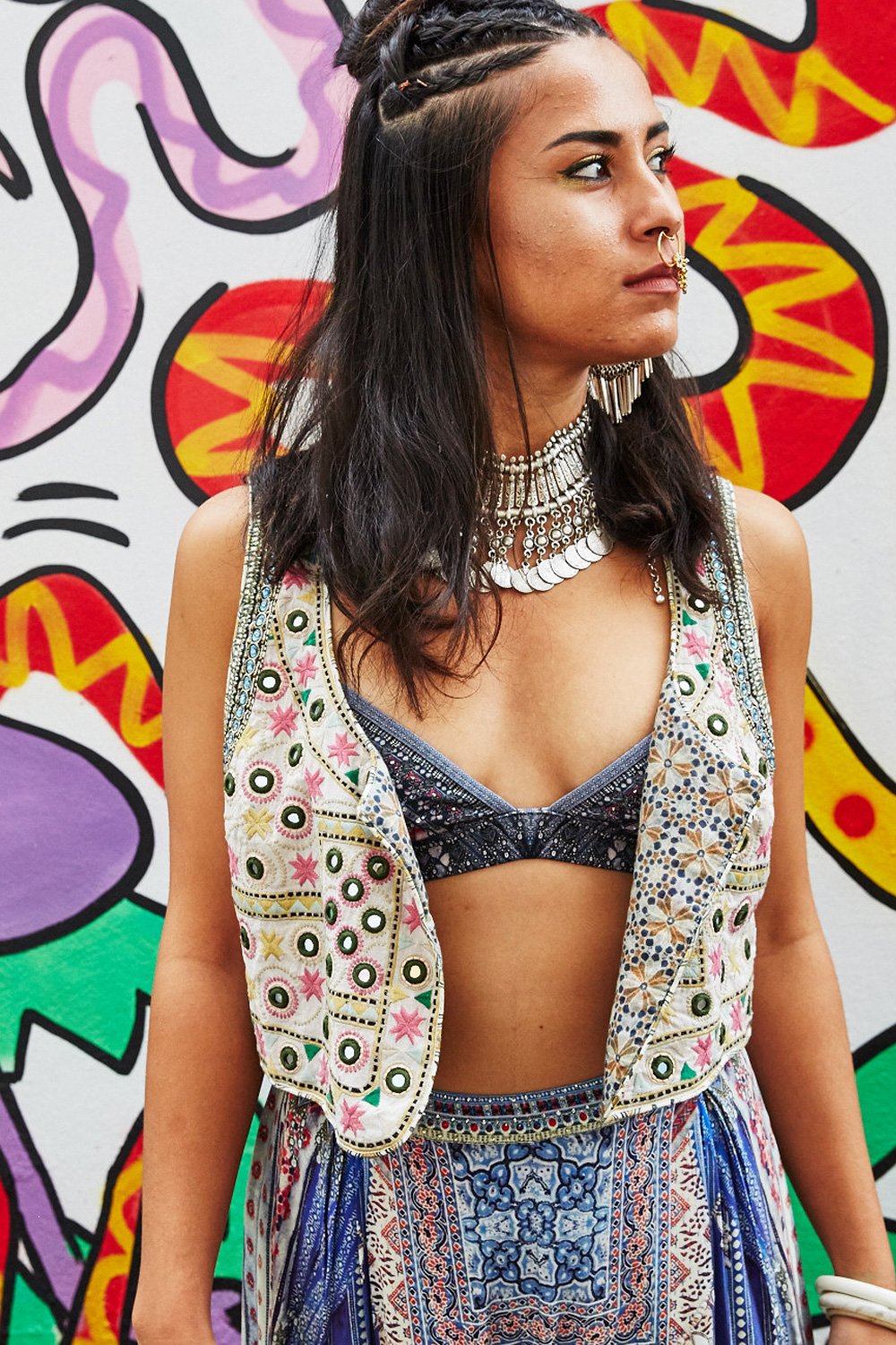 SOUL SISTERS OPEN FRONT CROPPED WAIST COAT