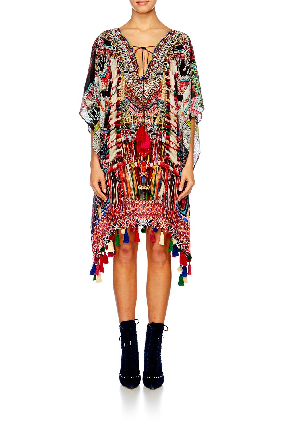 SOUND OF SILVER TASSEL HEM SHORT KAFTAN