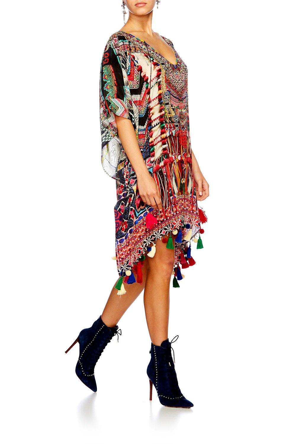 SOUND OF SILVER TASSEL HEM SHORT KAFTAN