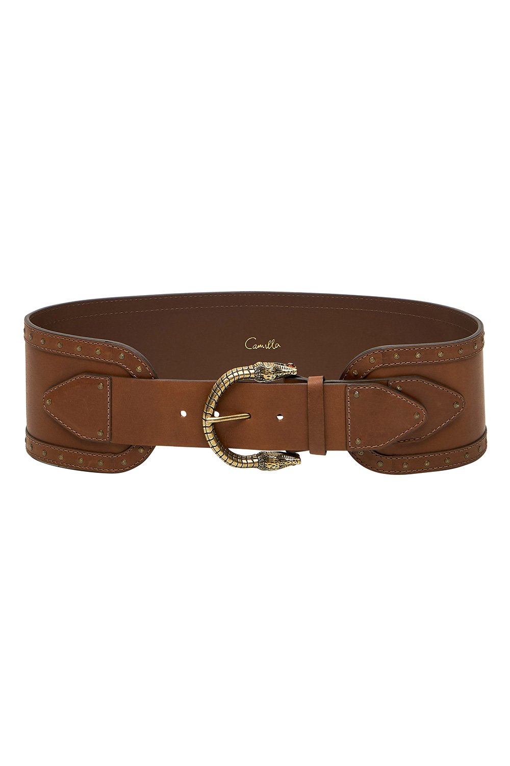CINCHED LEATHER BELT TAN