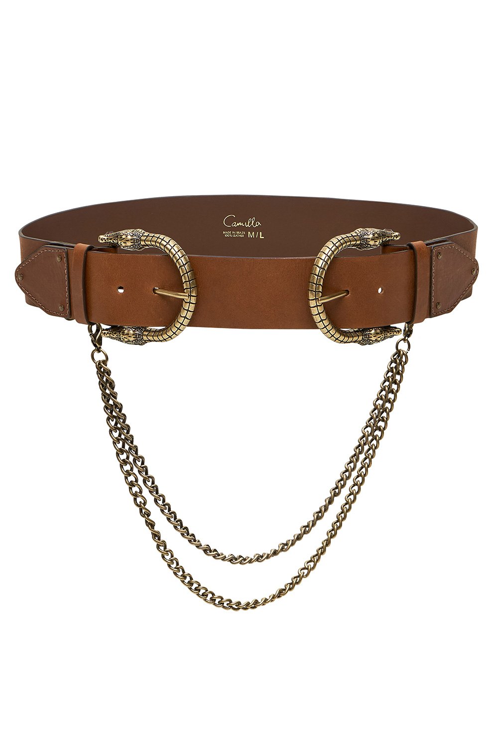 DOUBLE CROC LEATHER BELT TAN