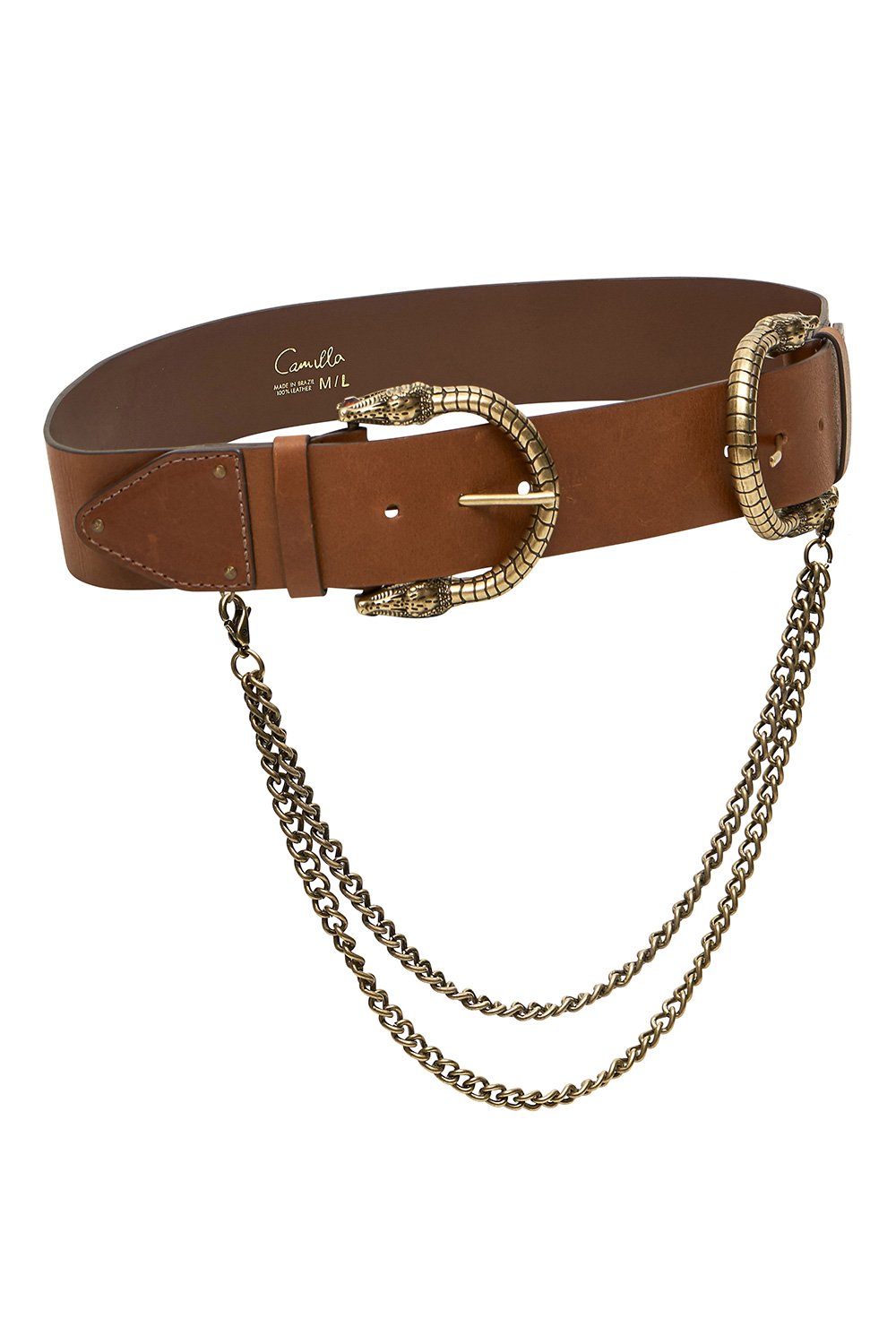 DOUBLE CROC LEATHER BELT TAN