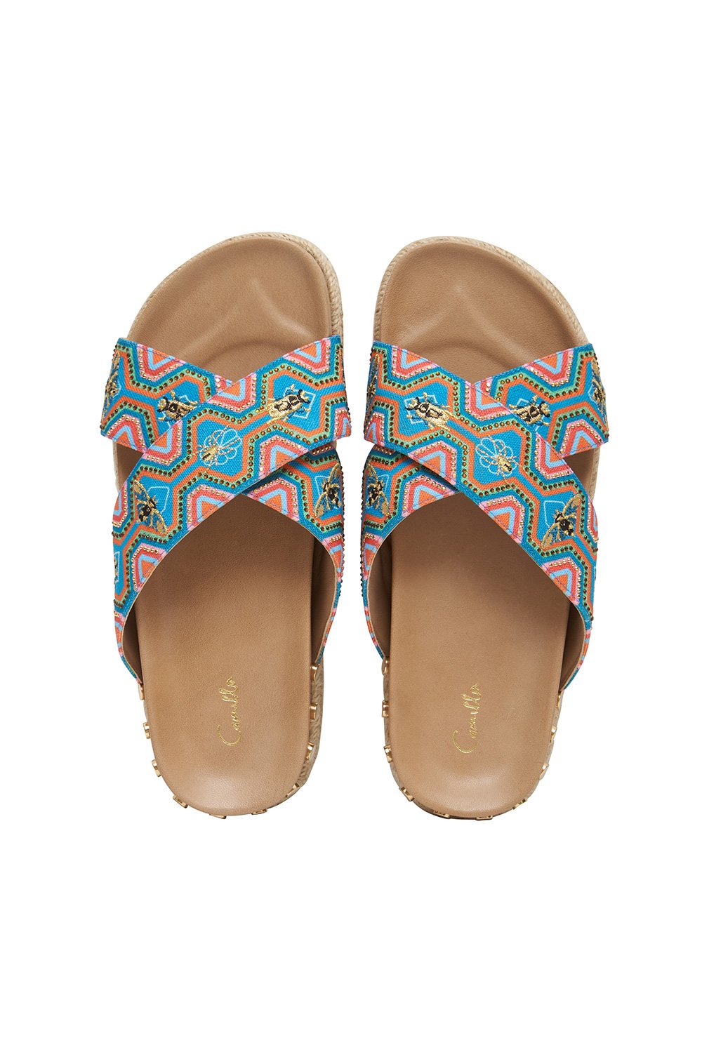 EMBELLISHED ESPADRILLE SLIDE NATURAL