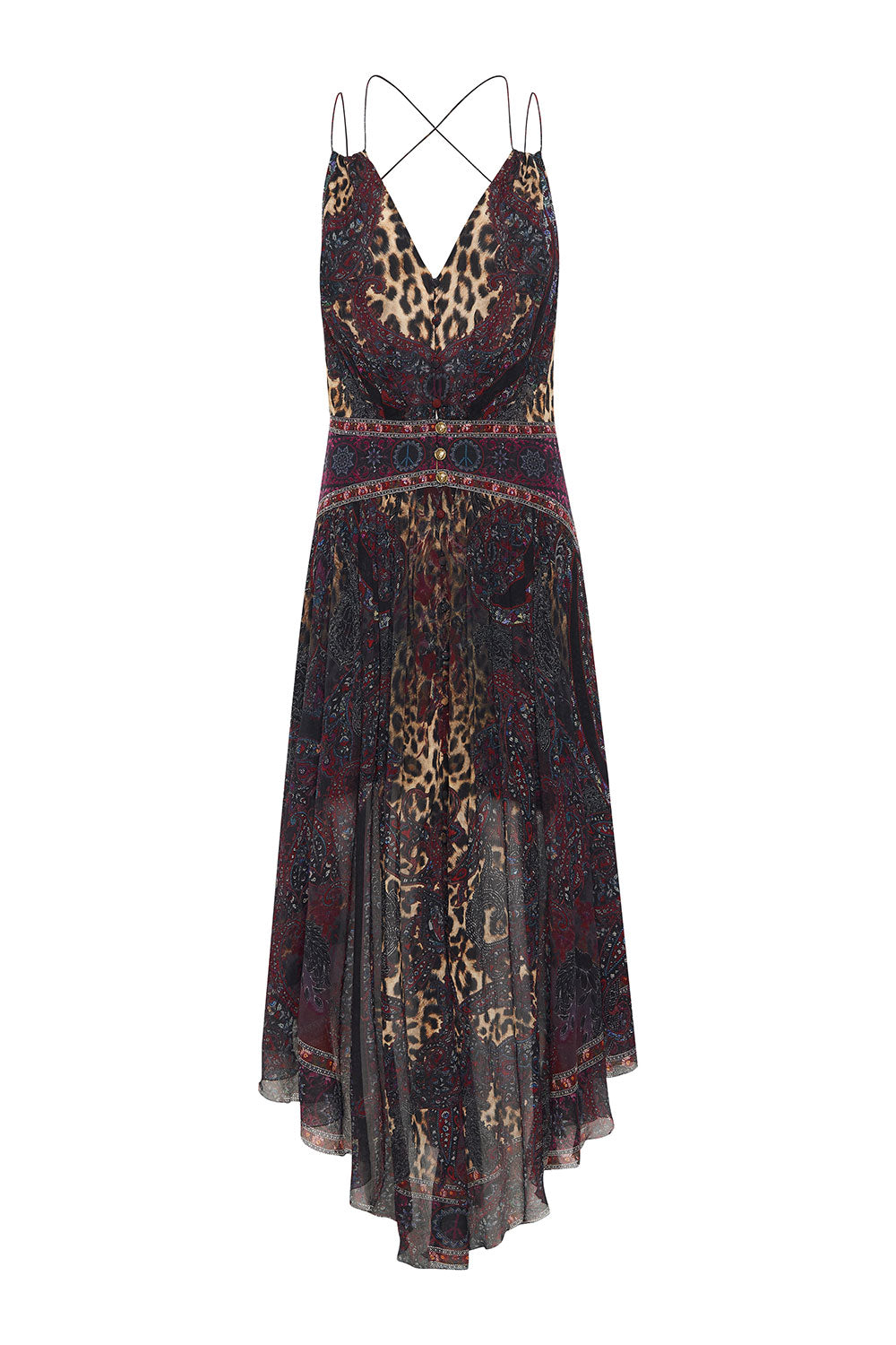 STRAP DRESS WITH SHAPED WAISTBAND THE SMOKING LOUNGE